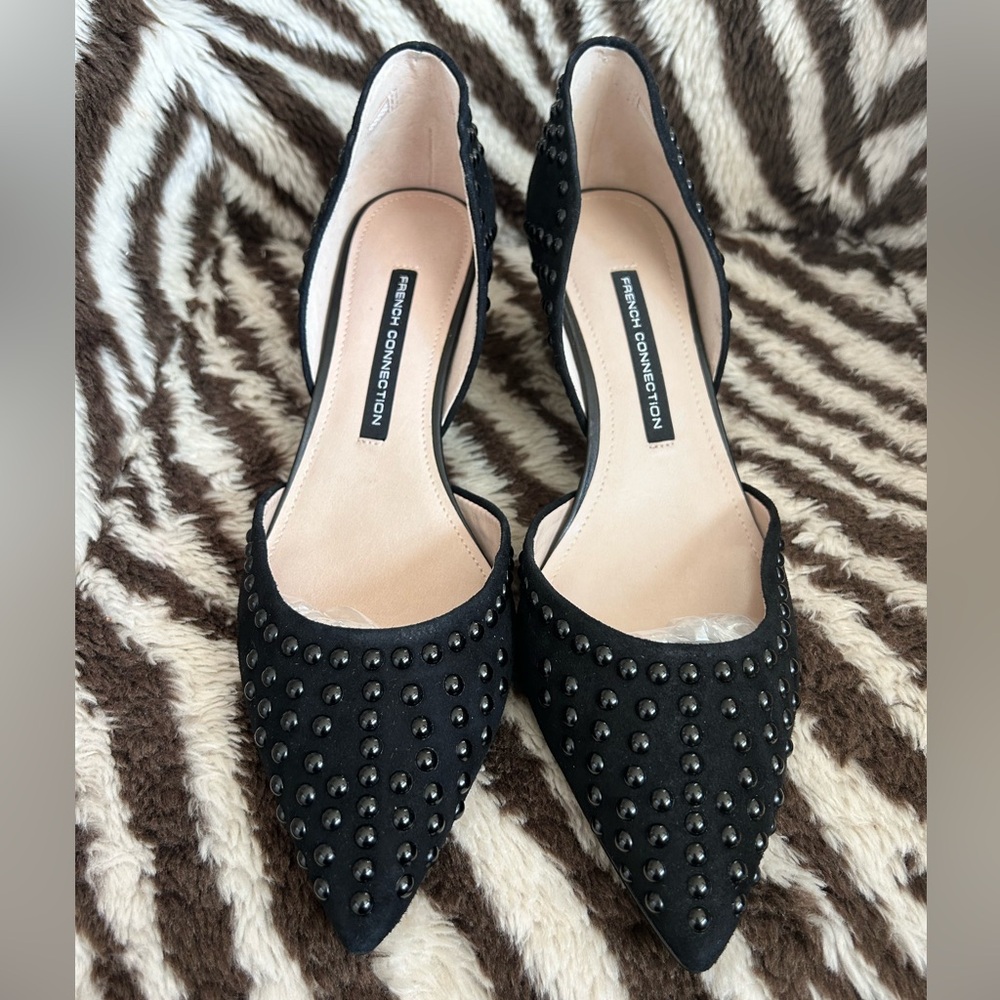 FRENCH CONNECTION suede black pumps heels d’orsay